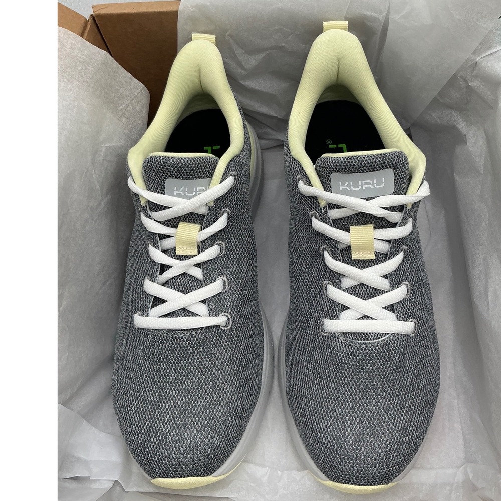 Kuru Atom Womens 7 Wide Grey Yellow Mesh Walking Running Shoes Sneakers 21030470
